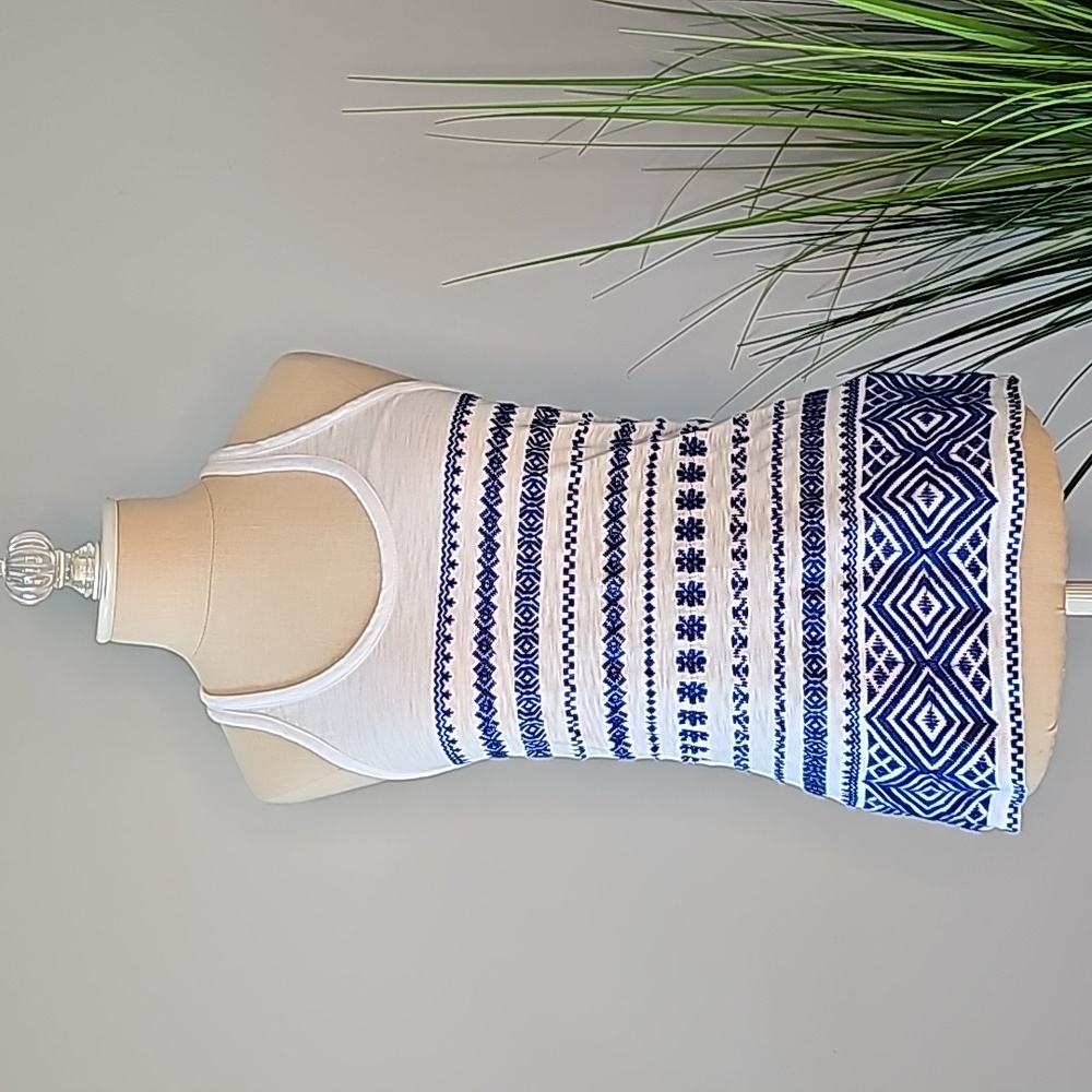 Sam Edelman Blue Embroidered Racerback Tank